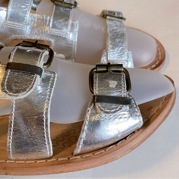 H By Hudson London Silver leather strappy buckle gladiator sandals -40/US 9 - Picture 5 of 13